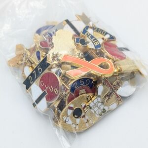 Vintage bowling related lapel pins bag